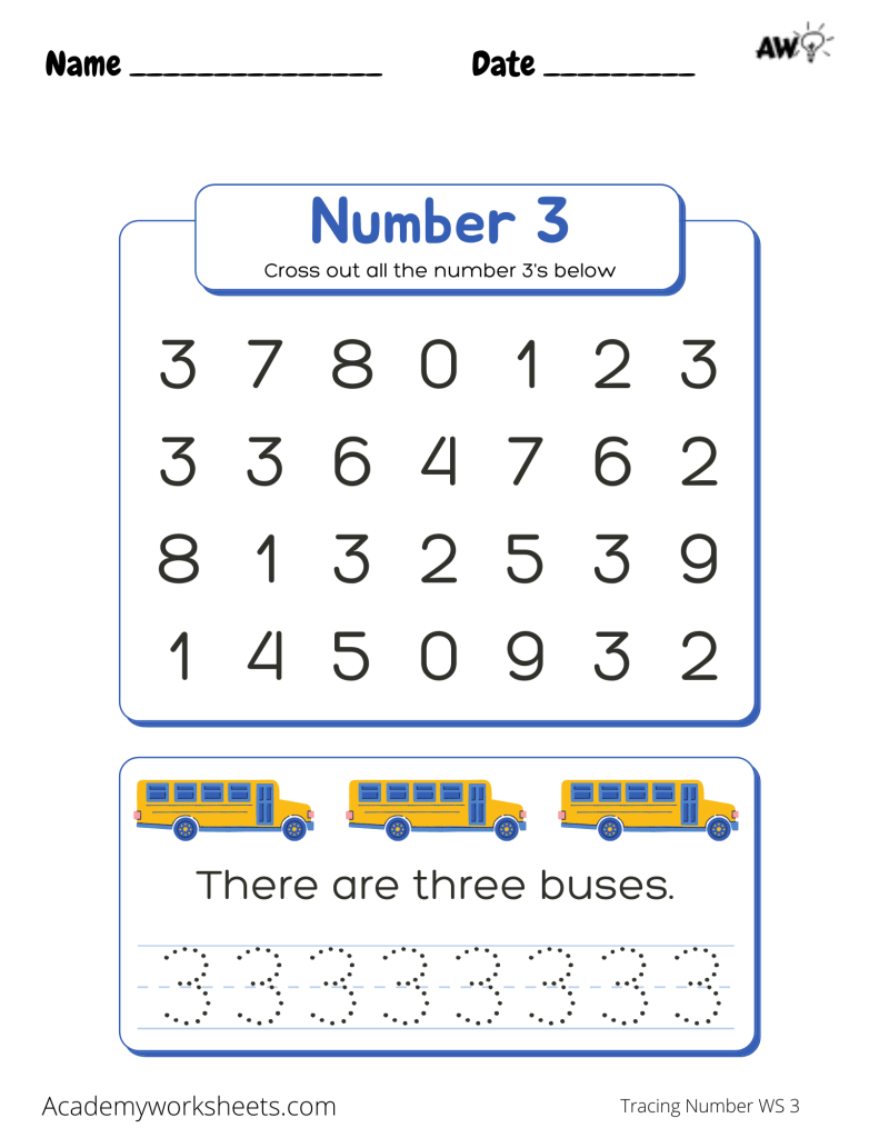 tracing the number 3