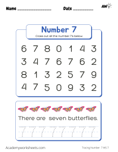 tracing the number 7