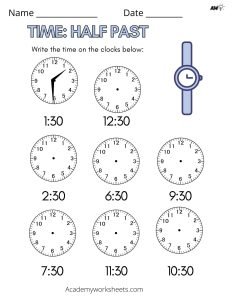 analog clock worksheet