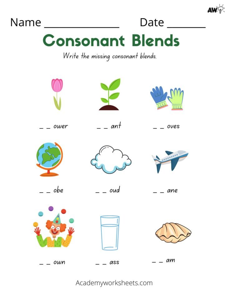 consonants blend worksheets