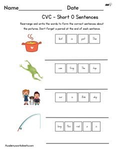 simple sentences cvc short o