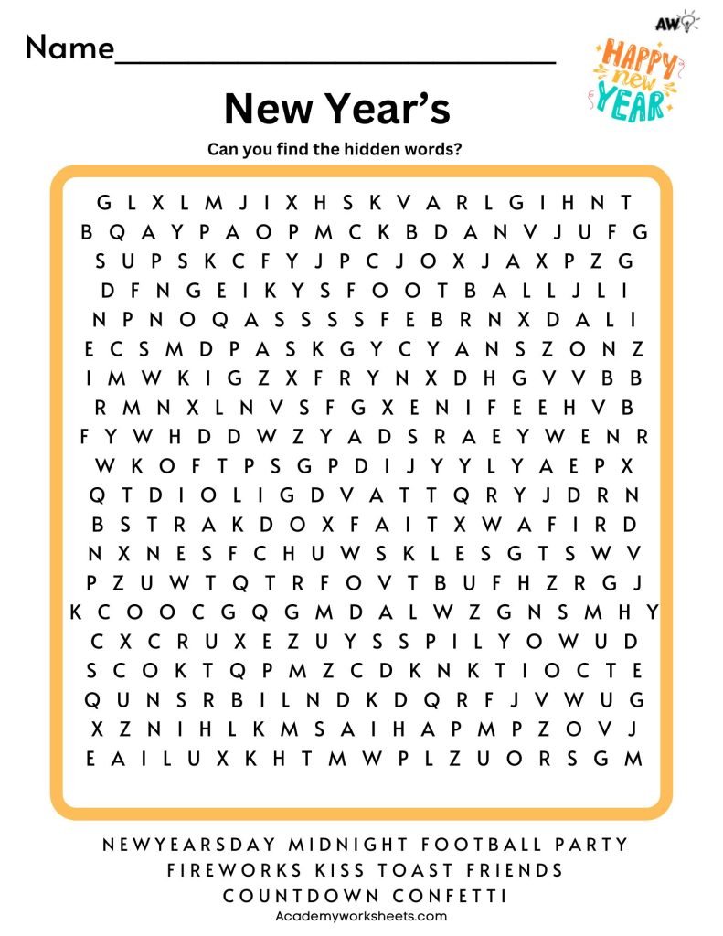 printable new year puzzle