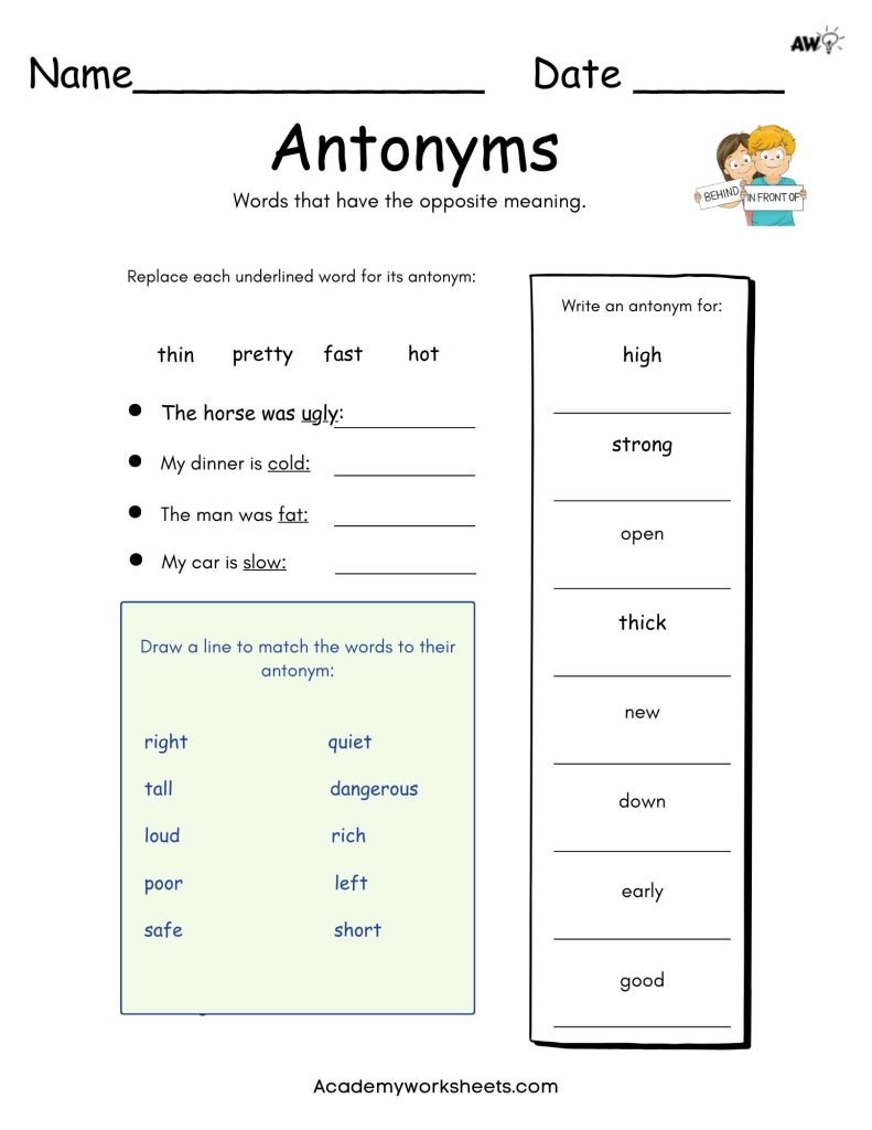 opposites free printables literacy